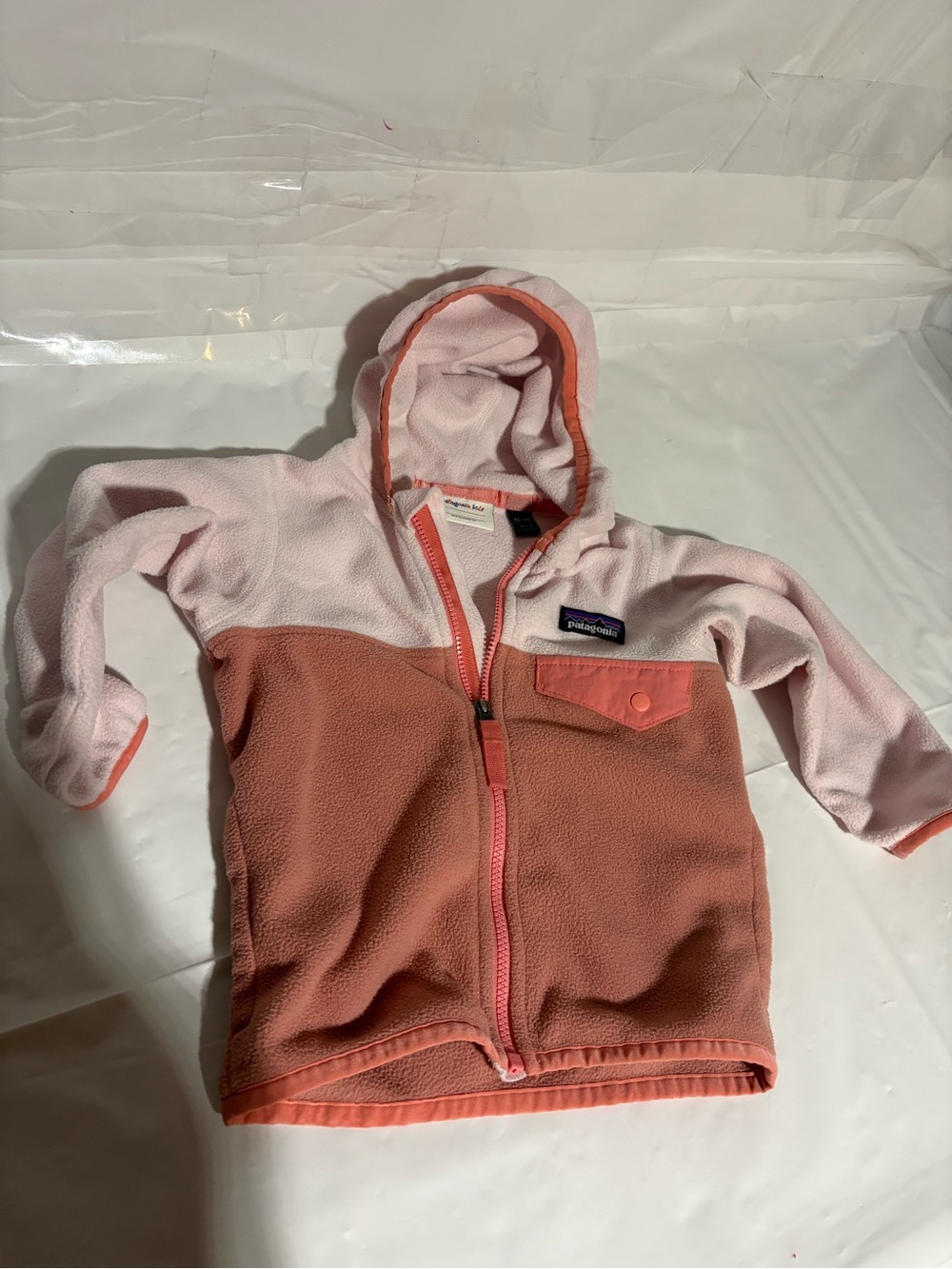 Patagonia Kids Two-Tone Pink & Coral Fleece Zip Hoodie